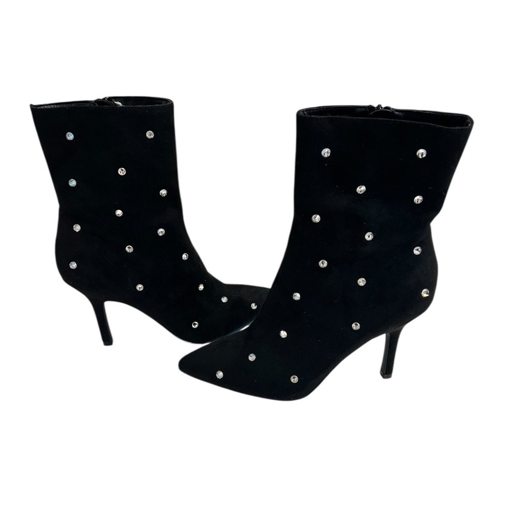 MIA Womens Crystal Holiday heel Black boots Myley 8.5 New